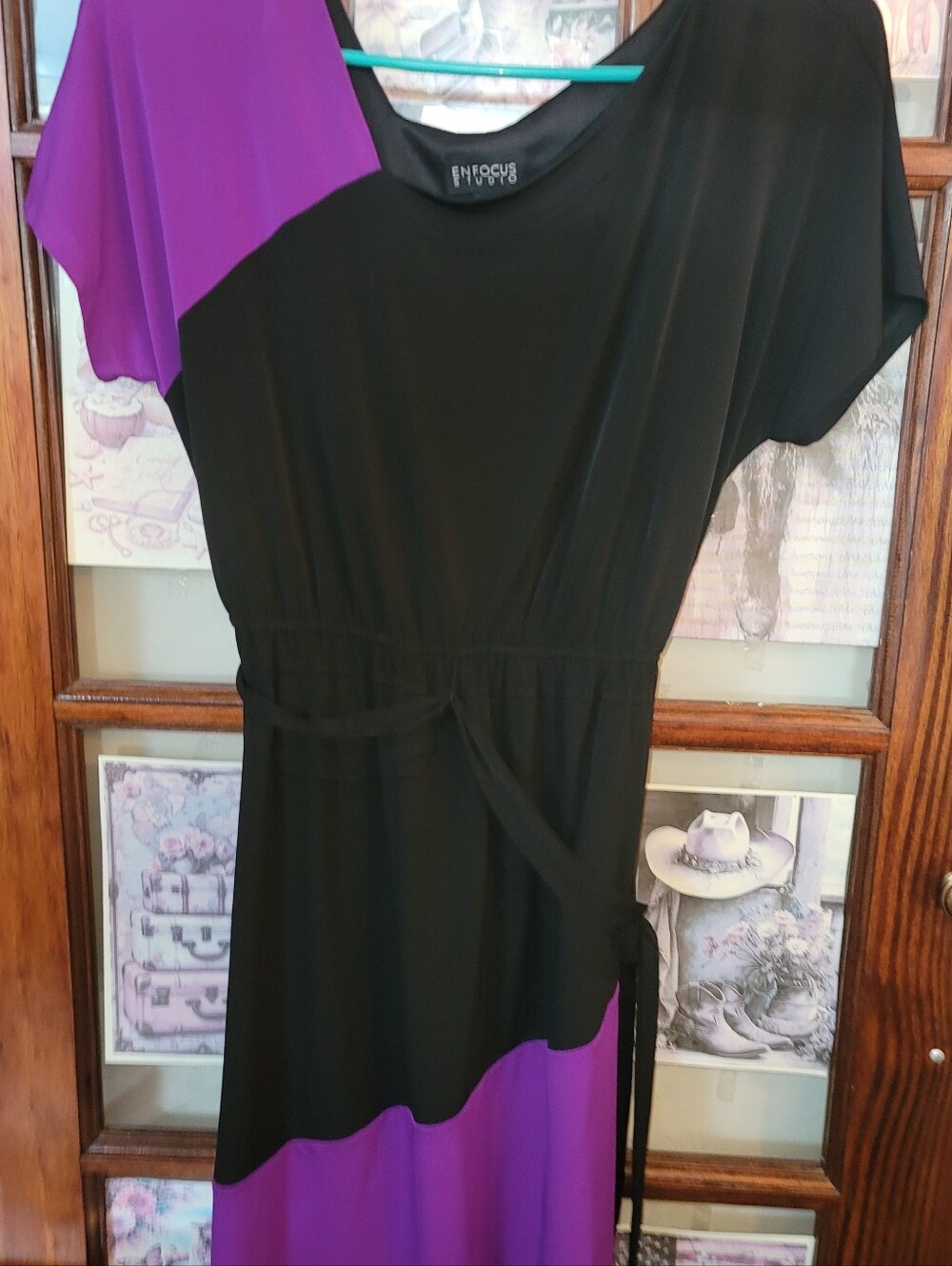 Enfocus Studio Black and Purple Maxi Dress